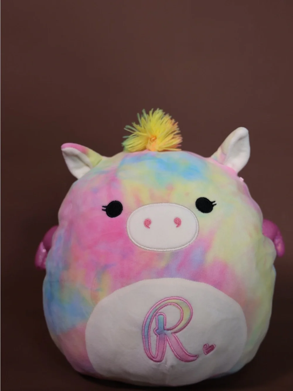 ‘R’ rainbow Squishmallow 12”